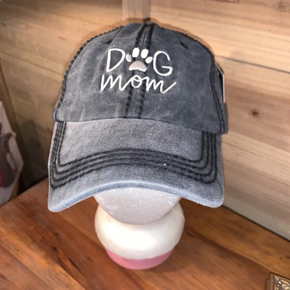 KB Ethos Dog Mom Cap HAT Woman's Black Faded NWT One Size‎ 100% Cotton